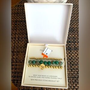 NWT Power Beads 3 Bracelets: 2 Golden Beads & 1 Green Beads w/Golden Elephant